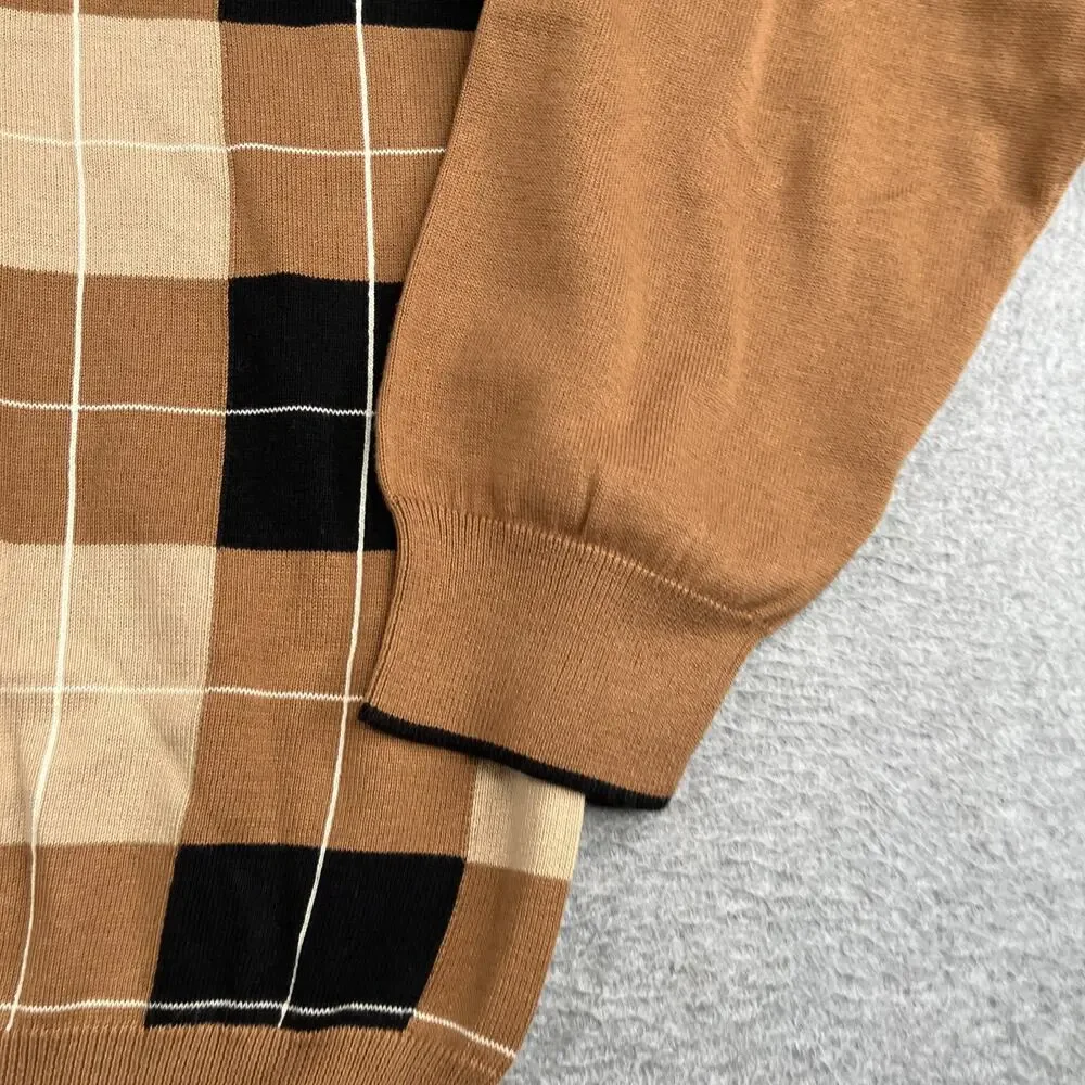 Paul Fredrick Knit Sweater Beige Check Mens 4XL Casual Classic